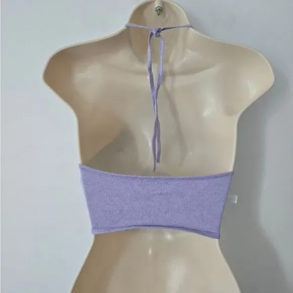 Weworewhat Knit Halter Crop Top Lavender - Picture 4 of 5